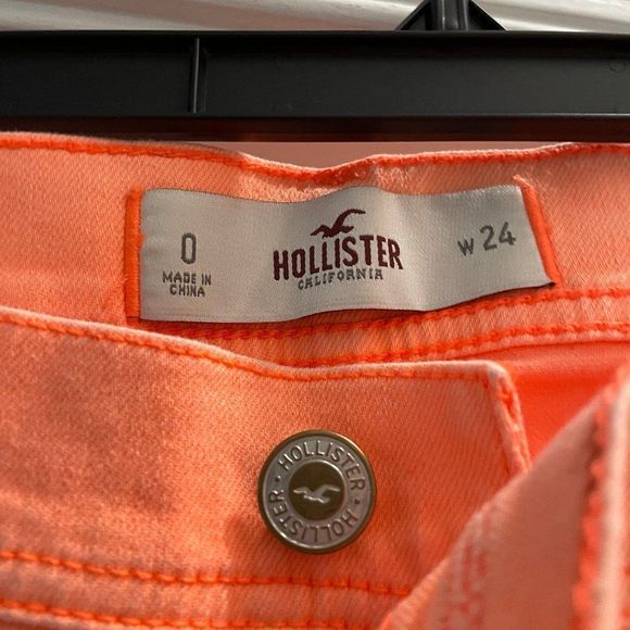 Hollister $ Women's Raw Hem Denim Jean Shorts Size 0 Orange - Picture 3 of 3